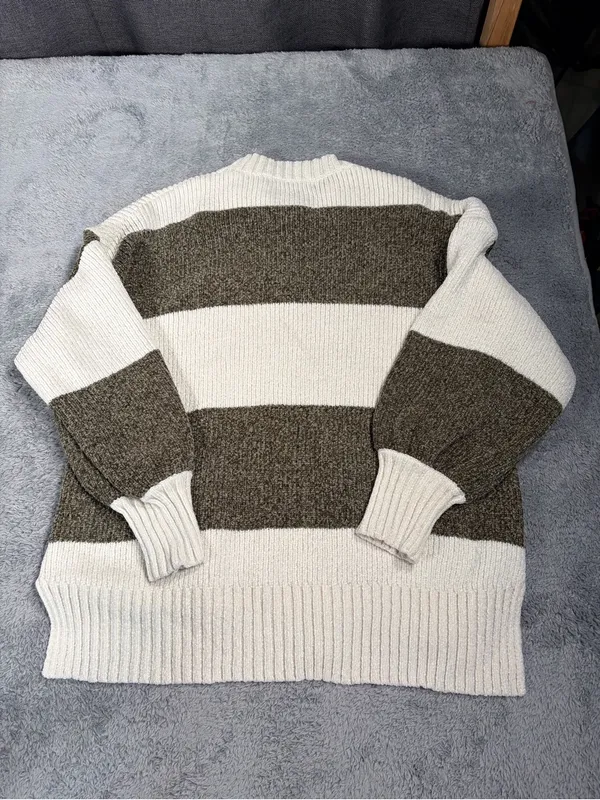 Altar’d state Chunky Striped Knit Sweater in Cream and Olive XS - Image 6