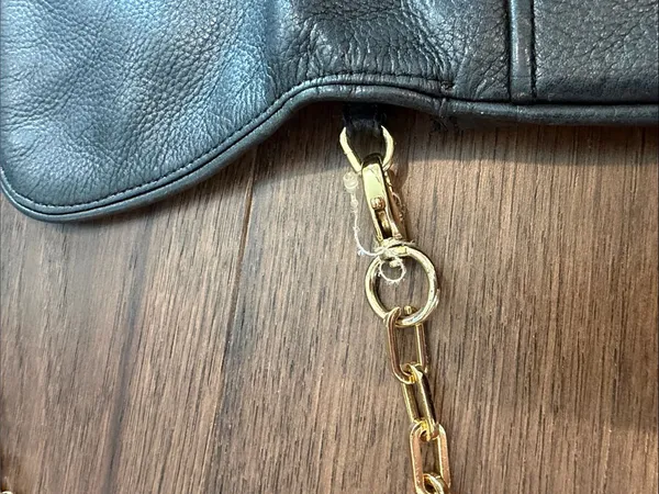 Tory Burch Black Leather Crossbody with Gold-Tone Logo and Chain - C39-182 - Image 12