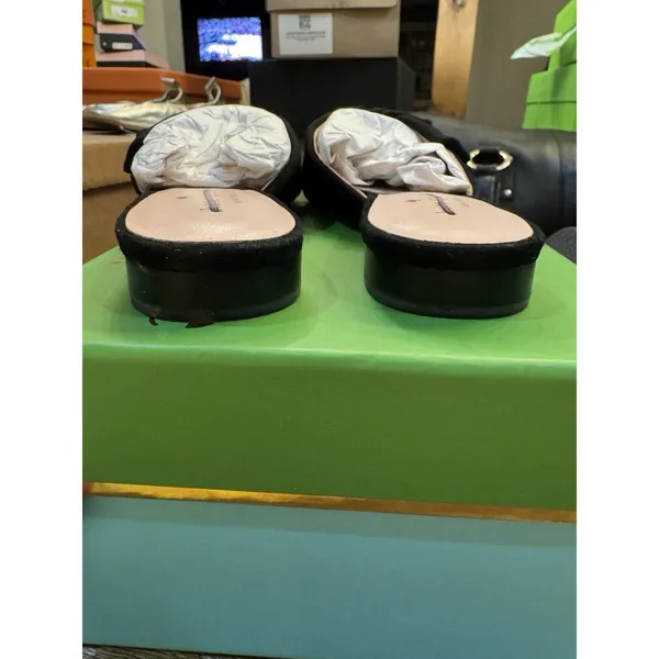 Kate Spade BLACK Women's Fayrn Point Toe Mules‎ Size US 7.5 M Suede Ruffle - Image 6