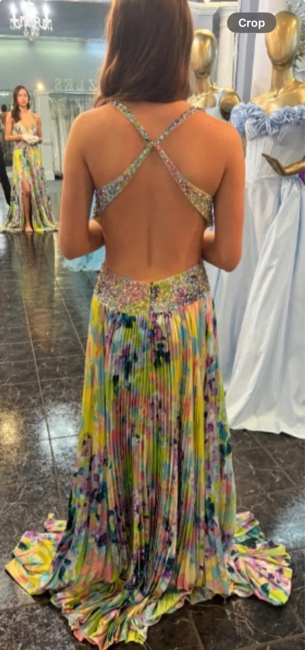 Jovani Floral Print Cut out Dress 38733 - Image 4