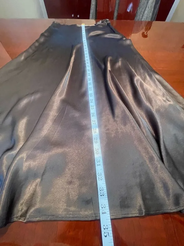 Truth by Republic Black Satin Viscose Maxi Slip Skirt Size 6 90s Minimalist Y2K - Image 9