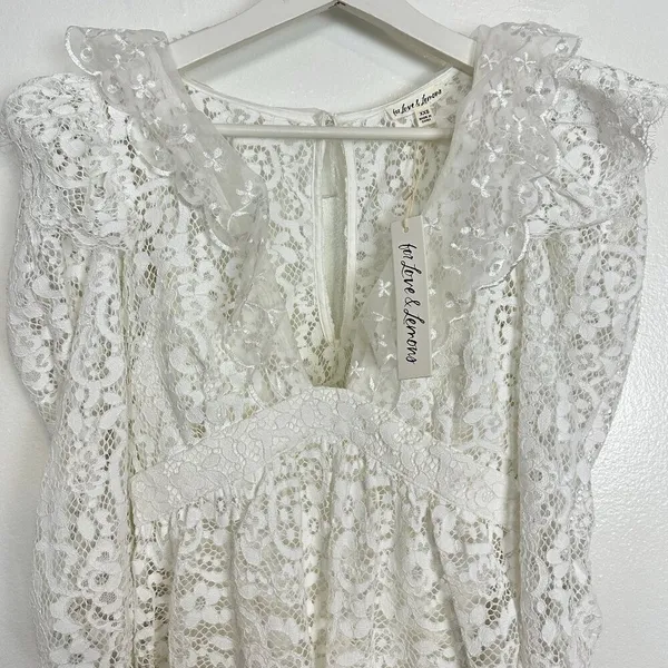 FOR LOVE & LEMONS Santo Romper in White Size XX-Small NWT - Image 6