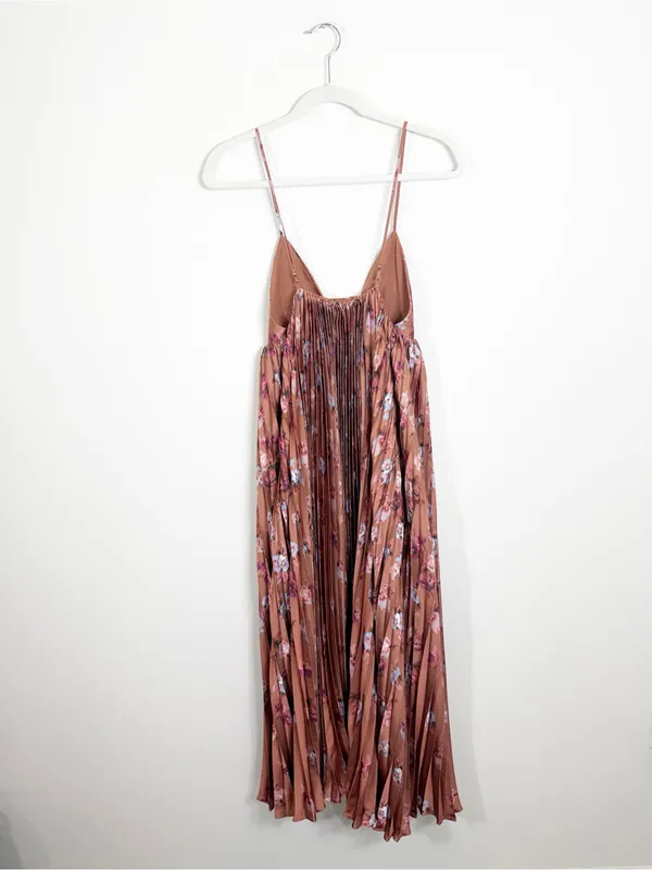 NWT Anthropologie BHLDN Maya Pleated V-Neck Midi Dress Floral XS - Image 5