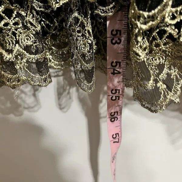 NWT POMANDER PLACE Black Lillith Maxi‎ Cocktail Dress w/ Gold Lace Size Large - Image 10