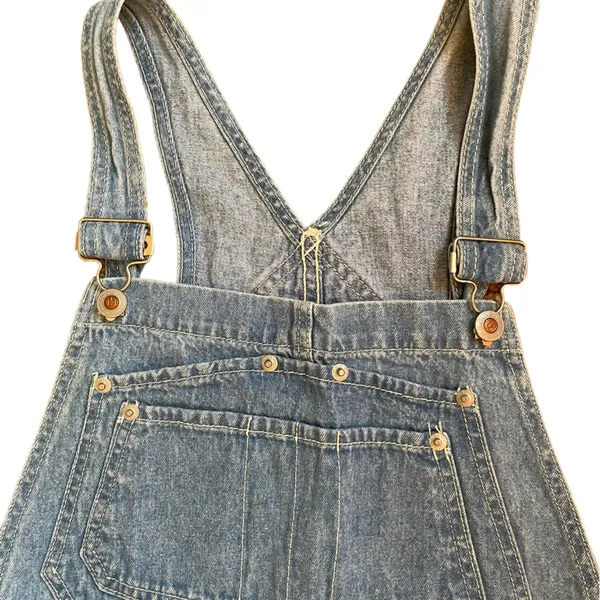 Vintage E.N.U.F Blue Denim Jeans Cargo Short Overalls Women’s Size Medium - Image 7