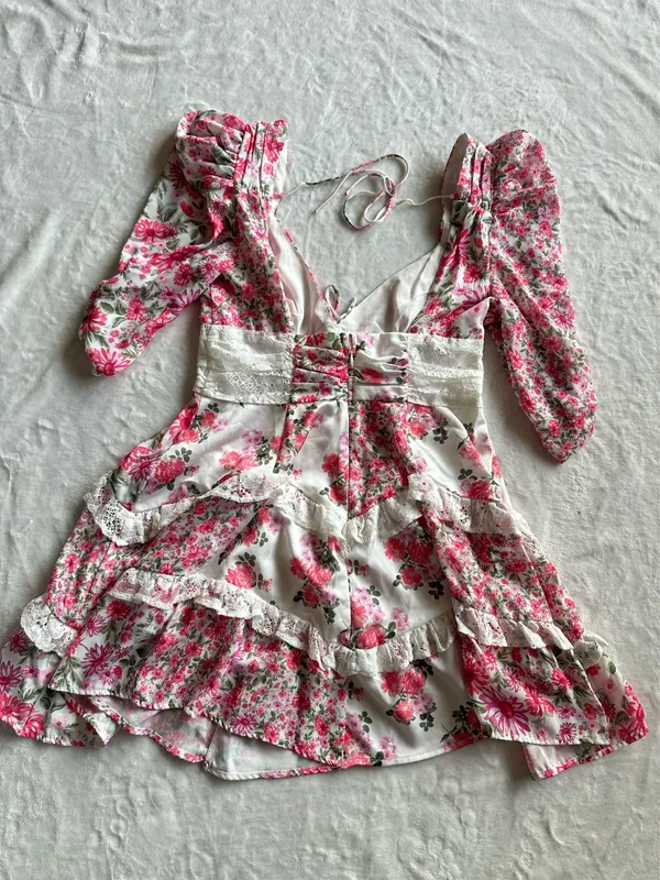 For Love & Lemons Rosalyn Mini Dress Pink - Image 6