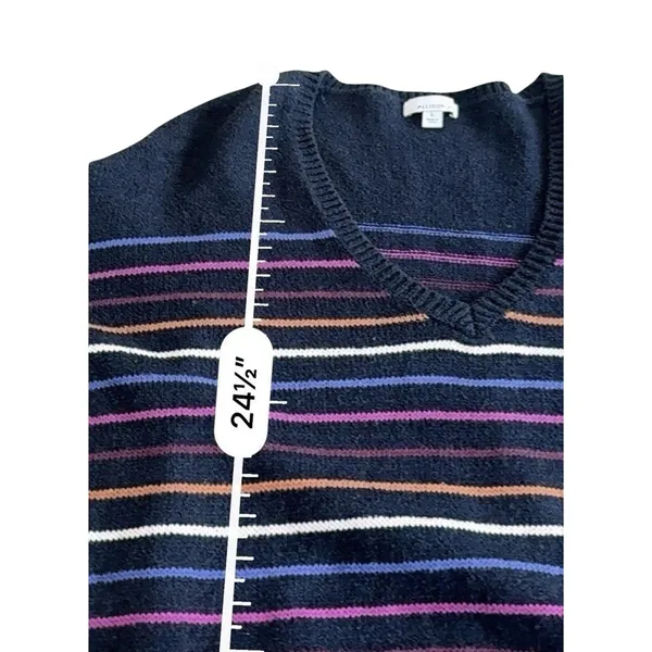 Allison Joy Evereve Multi Striped V-Neck Sweater Womens Colorful Knit Pullover - Image 7