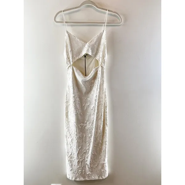 Alice + Olivia Valli Cutout Sequined Mesh Mini Dress White 4 - Image 2
