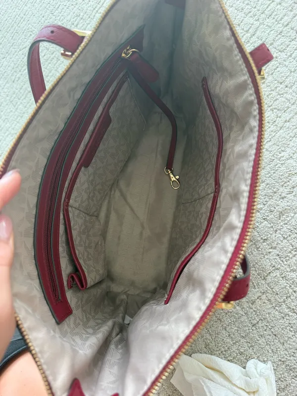 Micheal kors red leather tote bag purse large - Image 5
