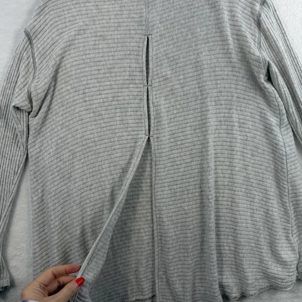 We The Free People Sweater M Medium Love Split Tunic Blue‎ Ribbed OB519393 Gray - Image 13