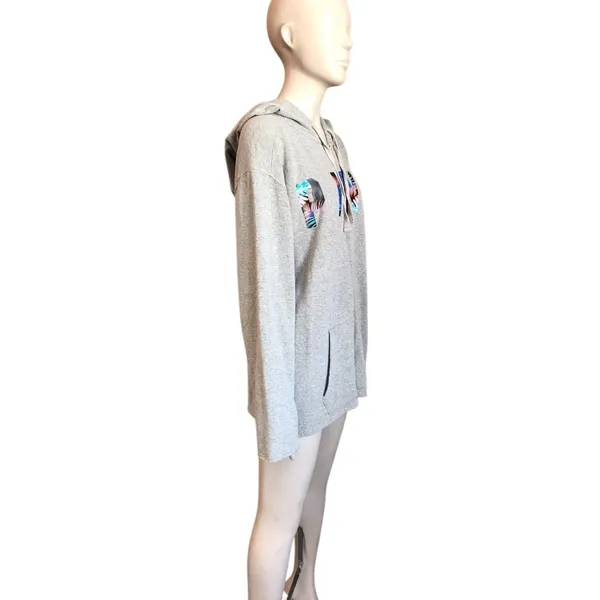 Pink Victoria’s Secret Gray Tropical Zip Up Jacket - Image 3