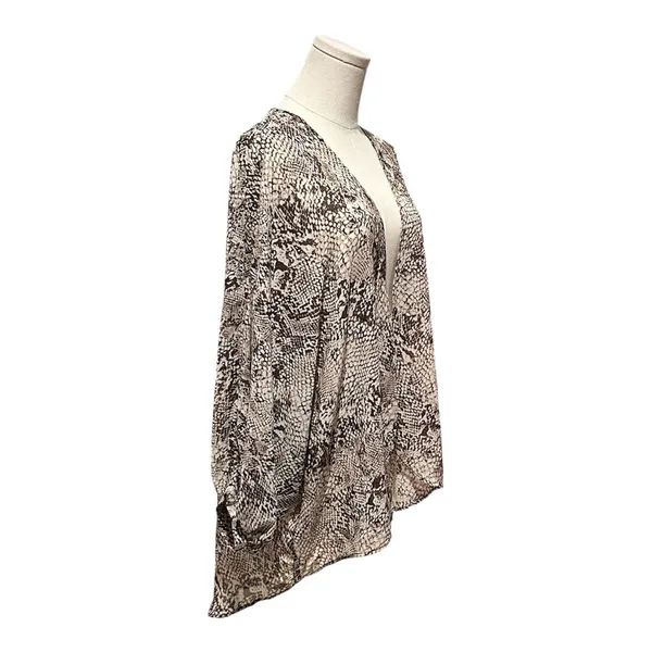 Vince Camuto Snakeskin Print Open Front Chiffon Cardigan - Image 2