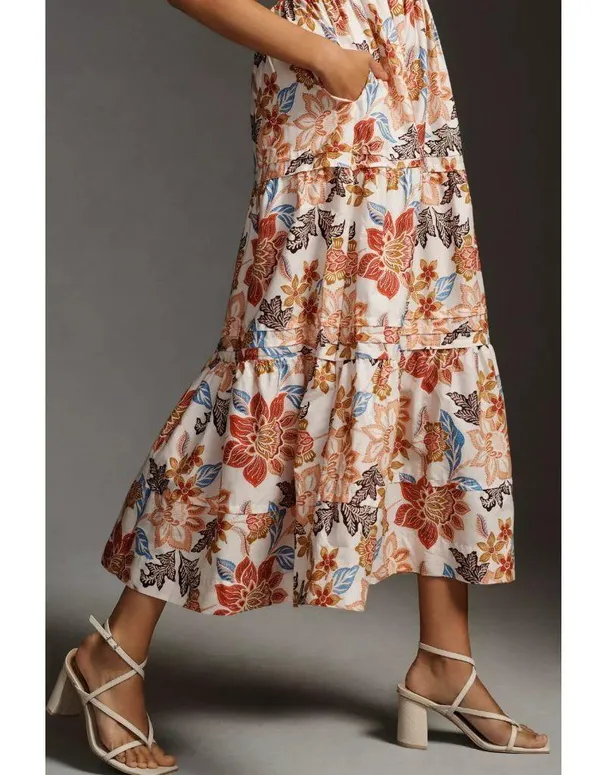 NWT Anthropologie Maeve Somerset Maxi in Botanical Floral Print Cotton Dress XS - Image 3