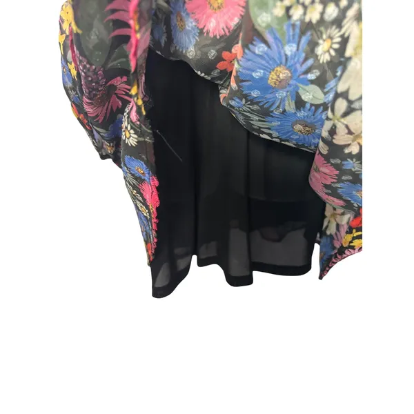 Slate & Willow Floral Ruffle Mini Dress XS Black Open Back Cottagecore‎ NEW - Image 6