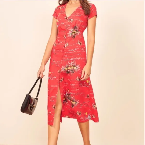Reformation Jeans‎ Denise Fiji Midi Dress Sz L - Image 2