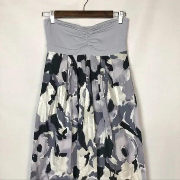 Susana Monaco Purple & Gray Strapless Rose Floral A-Line Maxi‎ Dress 2 - Image 3