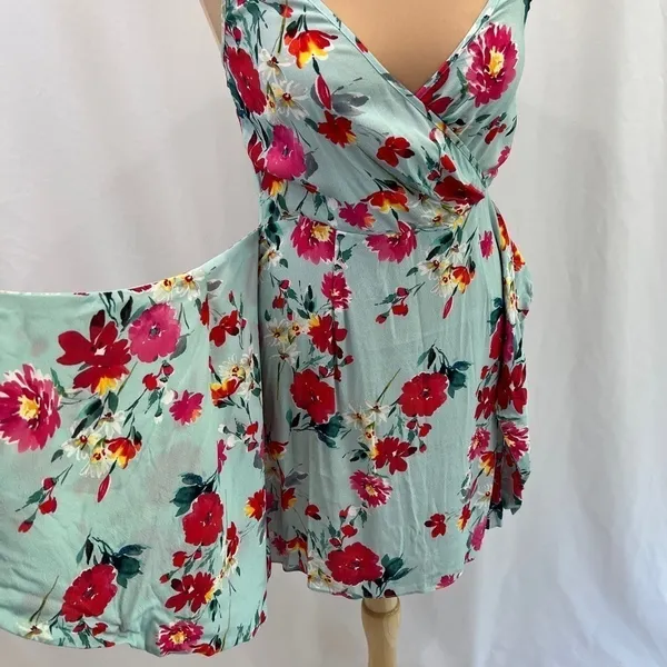 YUMI Kim Light Blue Floral‎ Faux Wrap Mini Dress - Image 5