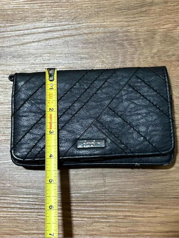 Jessica Simpson Black Checkbook Wallet Leopard Print Interior Faux Leather - Image 9