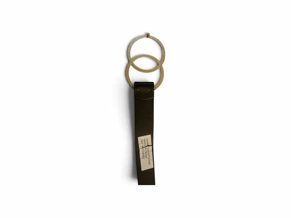 Black Leather Belt with Gold Double-Ring Buckle - Image 2
