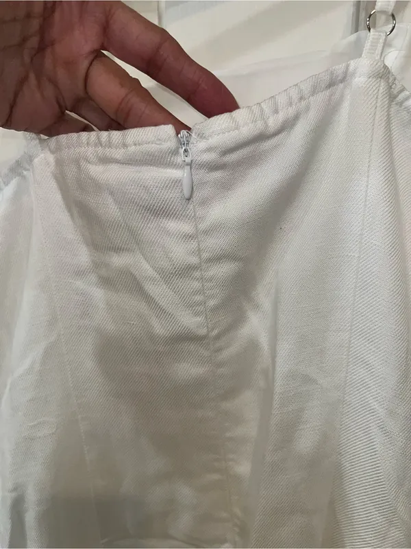 Commense Amber Detail Cami Midi Dress White Linen Blend Side Cutout Size S NWT - Image 10