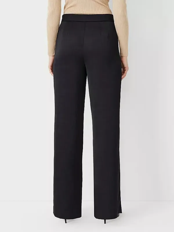 NWT Ann Taylor Size 12 12x32 Black Satin Wide Leg Dress Pants NEW - Image 2