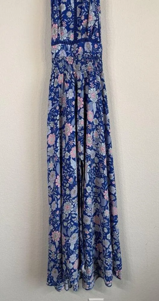 Abel the Label Blue Bell Cottage Floral Maxi Halter Backless Tie Back Dress Sz M - Image 8