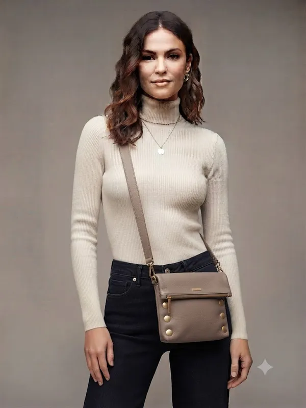 💕HAMMITT💕 VIP Medium Pebbled Leather Crossbody Bag ~ Sculpted Taupe NWT - Image 2