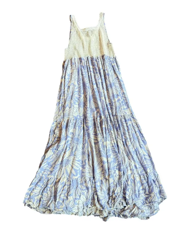 Intimately Free People Purple Cream Floral Tiered Maxi Dress Swing X-Small - Image 7