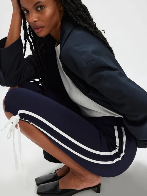 Free People Navy Capris with White Side Stripes - Image 2