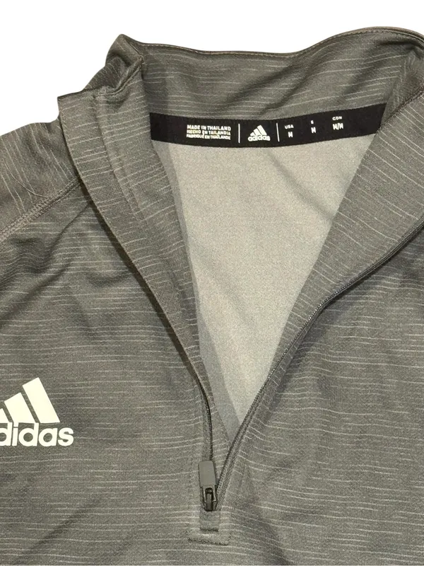 adidas womens Heathered Gray Quarter-Zip Performance Jacket - Image 2