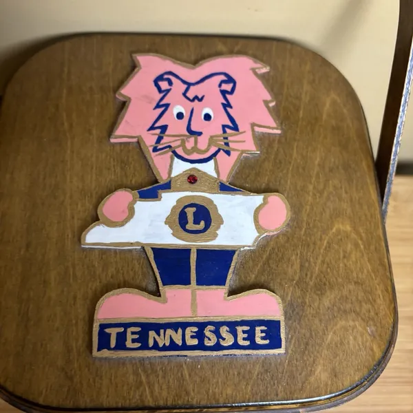 Caro-Nan Hand Painted Wooden Basket Purse‎ Tennessee Lions Club Logo Vintage - Image 3