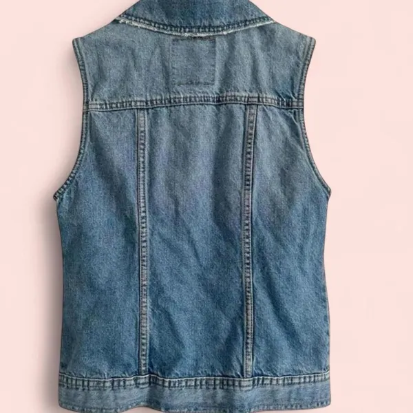 Women’s Mossimo Y2K Distressed Jean Vest Small Blue - Image 6