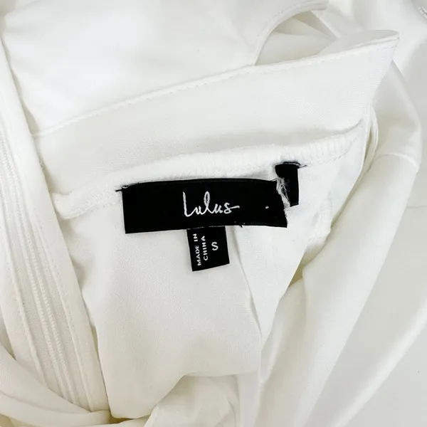 NEW Lulus Moments to Remember White Sleeveless Wide Leg Cutout Jumpsuit Small - Image 6