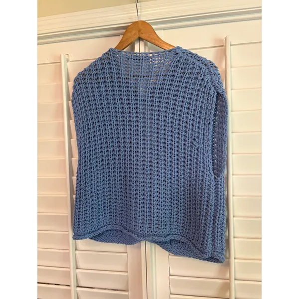 Zara Blue Sweater Vest‎ With Gold Buttons Size Medium - Image 2
