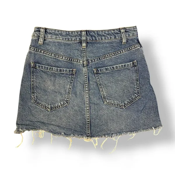 Free People Zipper Front Denim Mini Skirt Womens Size 24‎ Blue Festival - Image 5