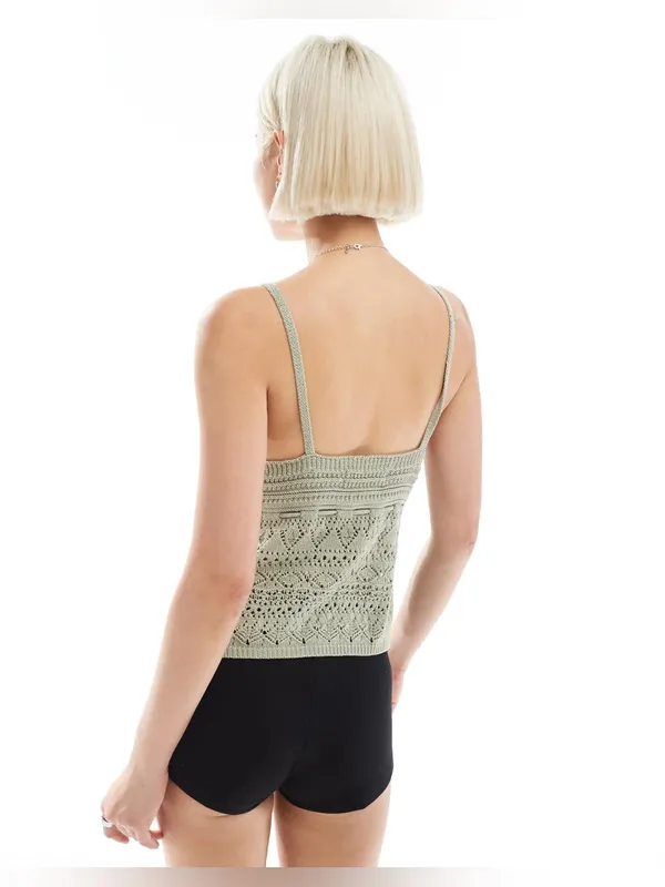 NWT Zara Bershka Tie Front Crochet Top - Image 4
