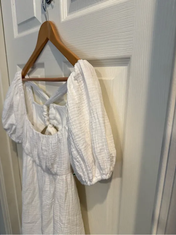 Princess Polly White Milkmaid Open Back with Tie Mini Dress - Image 4