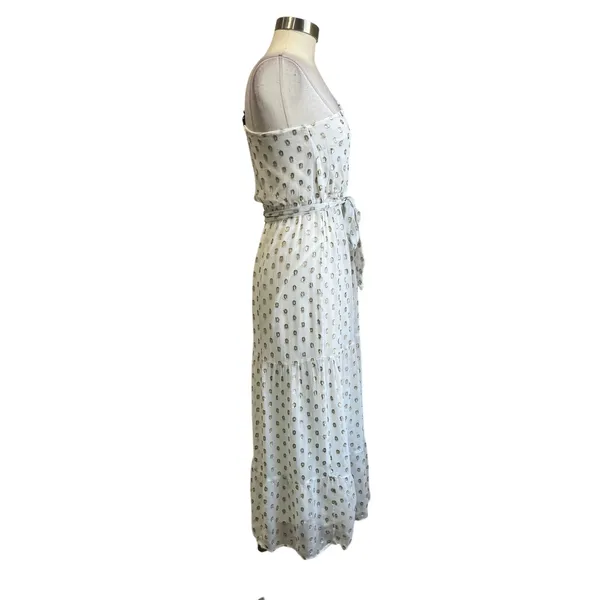 Lulus‎ One Shoulder White & Gold Polka Dot Maxi Dress Grecian Goddess Size S - Image 2