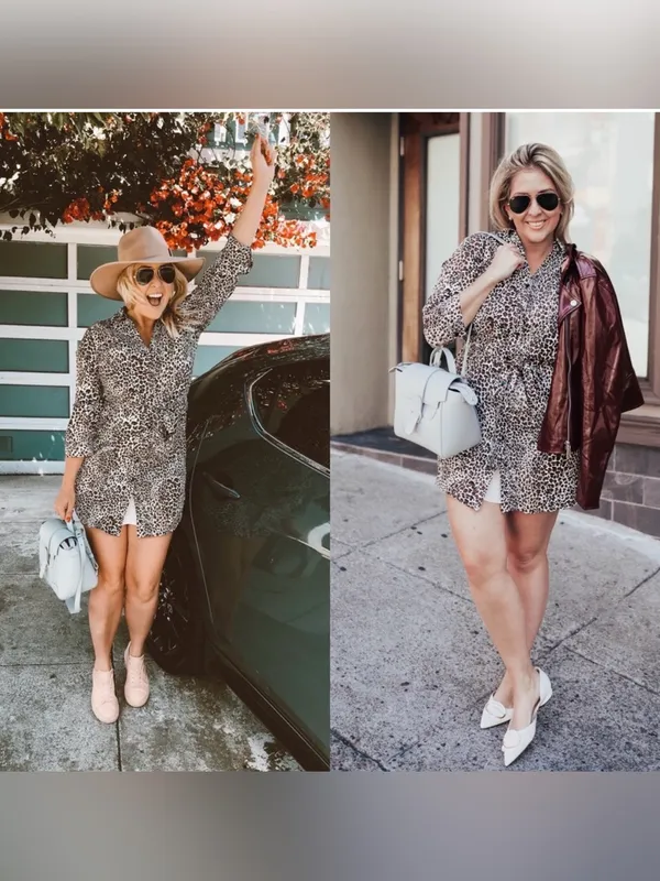 1. State Leopard Print Shirtdress Small 3/4 Sleeve Belt Fall City Chic Maximal - Image 3