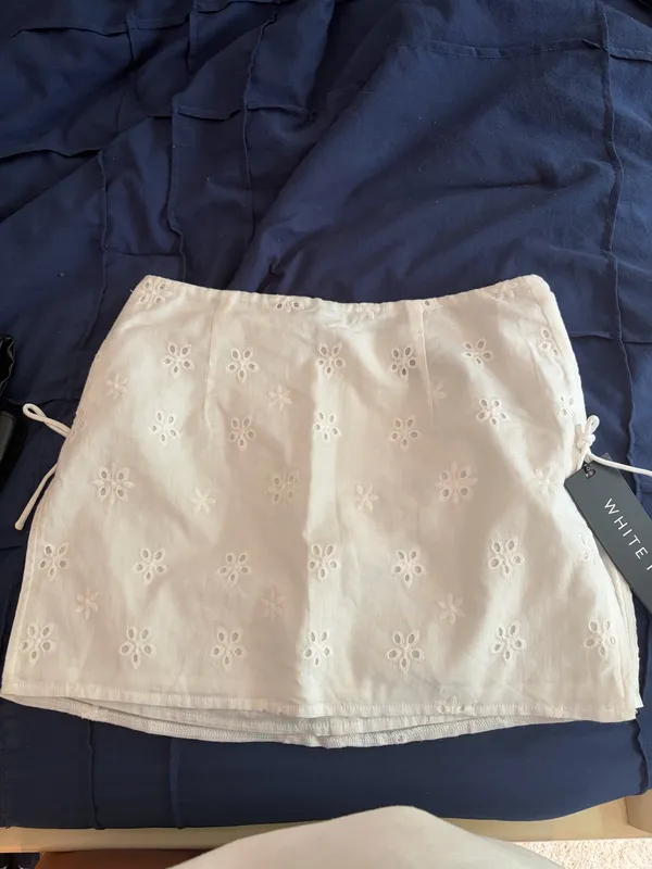 White Fox Boutique White Eyelet Mini Skirt Set - Image 6