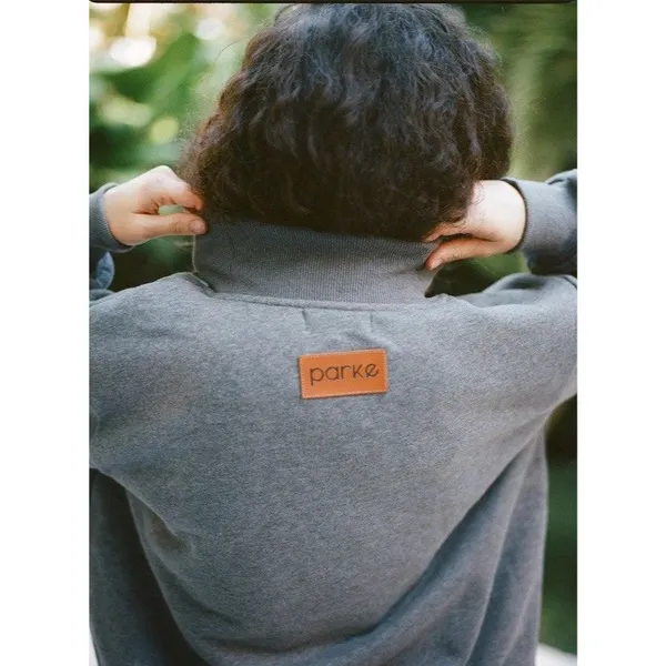 Parke Stormy Grey Turtleneck Sweatshirt S/M Minimalist Capsule Fleece - Image 2