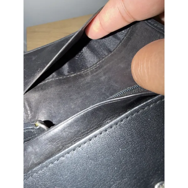Coach Multifunction Wallet Classic Black Leather Bifold Y2K 90s Bedford Keyring - Image 7
