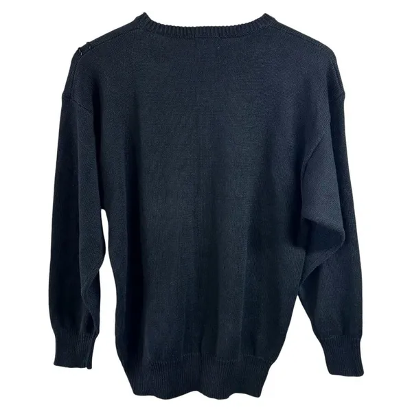 Vintage 80's/90's Jade Black Sequin Embellished Cotton Ramie Sweater Size Large - Image 5
