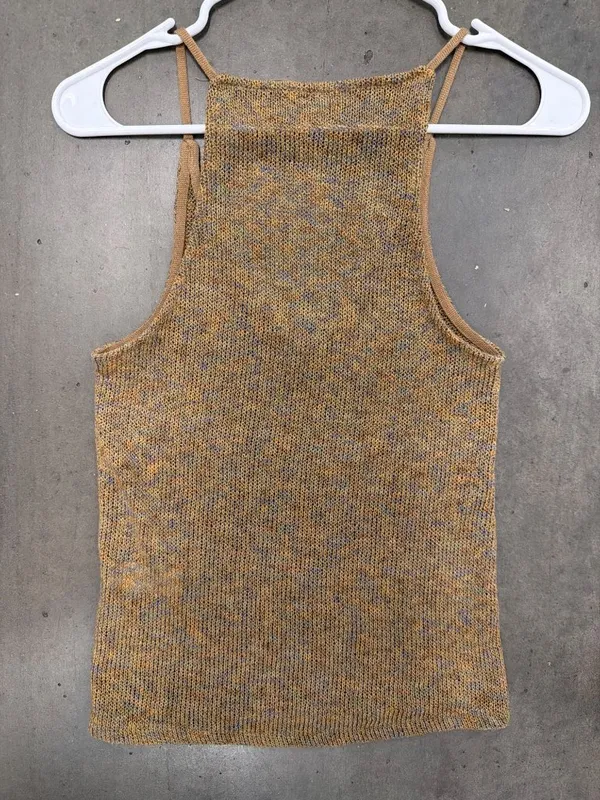 Zara V Neck Sleeveless Rustic Top Brown Womens Size Small - Image 5