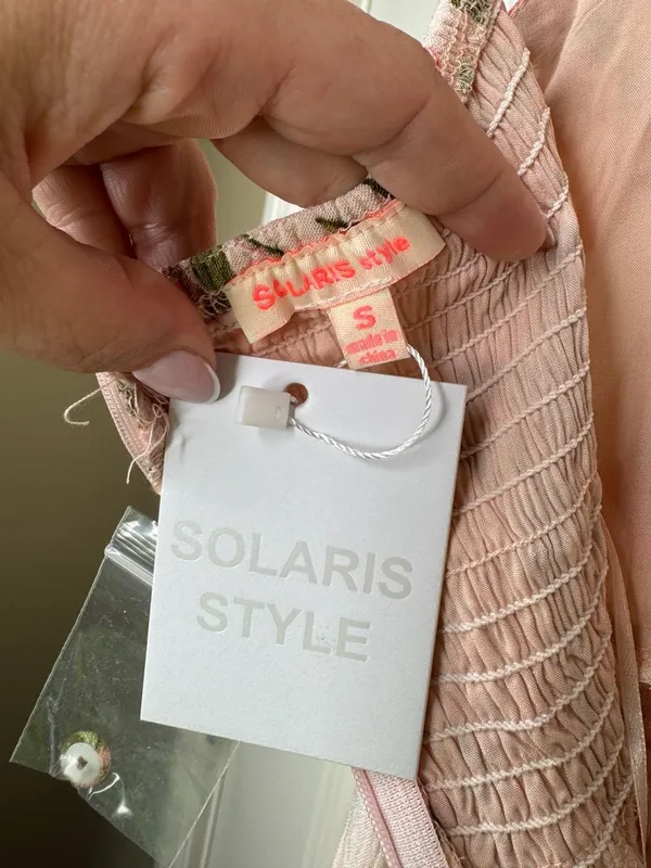 Solaris Style Floral Maxi Overlay Romper Off Shoulder NWT Size S - Image 6