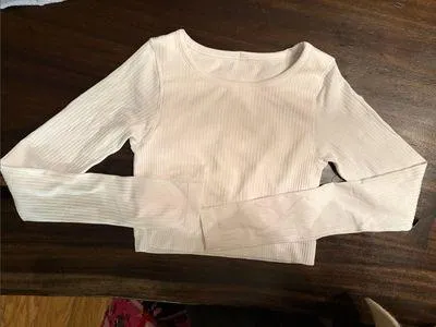 Lululemon ebb to street Women's Long-Sleeve White Ribbed Crop Top - Image 7