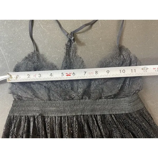 Victoria’s Secret Black Floral Mesh Lace Halter Babydoll Lingerie Dress S - Image 9