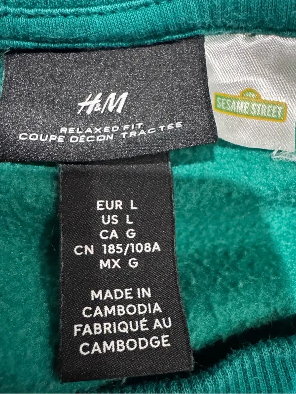 H&M Sesame Street Big Bird Graphic Sweatshirt Green Oversized Large - Image 2