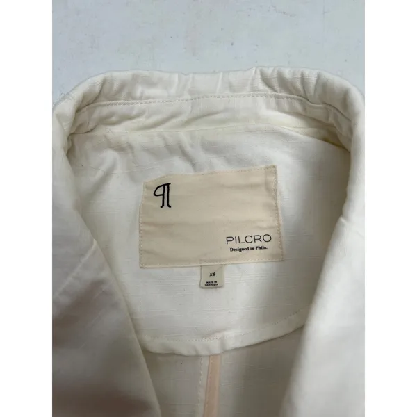 Pilcro by Anthropologie Fray Hem Blazer Ivory Double-Breasted Oversize Size XS - Image 6