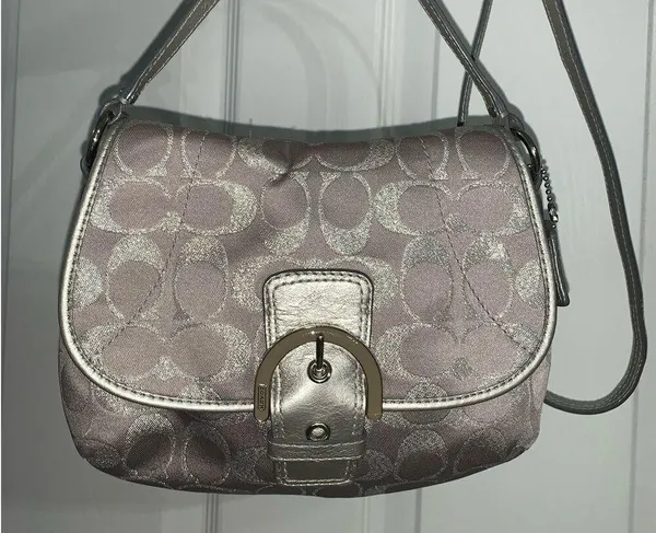 COACH Gray Silver Signature Canvas Crossbody - Image 12